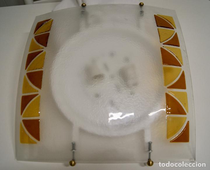 Vintage: Aplique/plaf&oacute;n cristal blanco y marrones - Foto 1