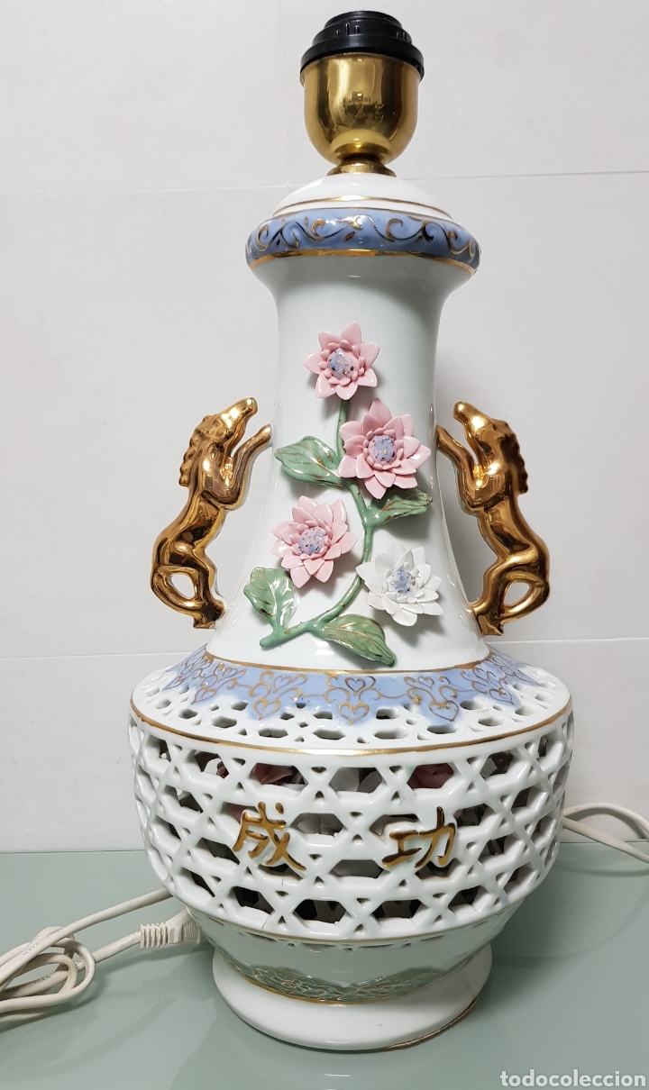 Vintage: L&Aacute;MPARA CER&Aacute;MICA CON MOTIVOS ORIENTALES