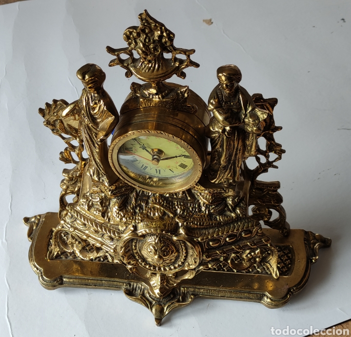 Vintage: Lote de reloj y 2 candelabros de bronce - Foto 2