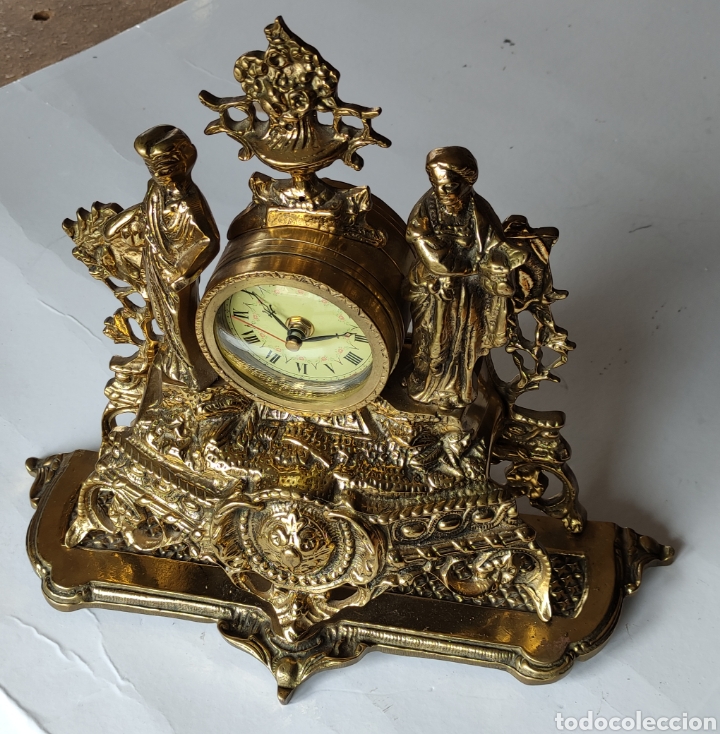 Vintage: Lote de reloj y 2 candelabros de bronce - Foto 3