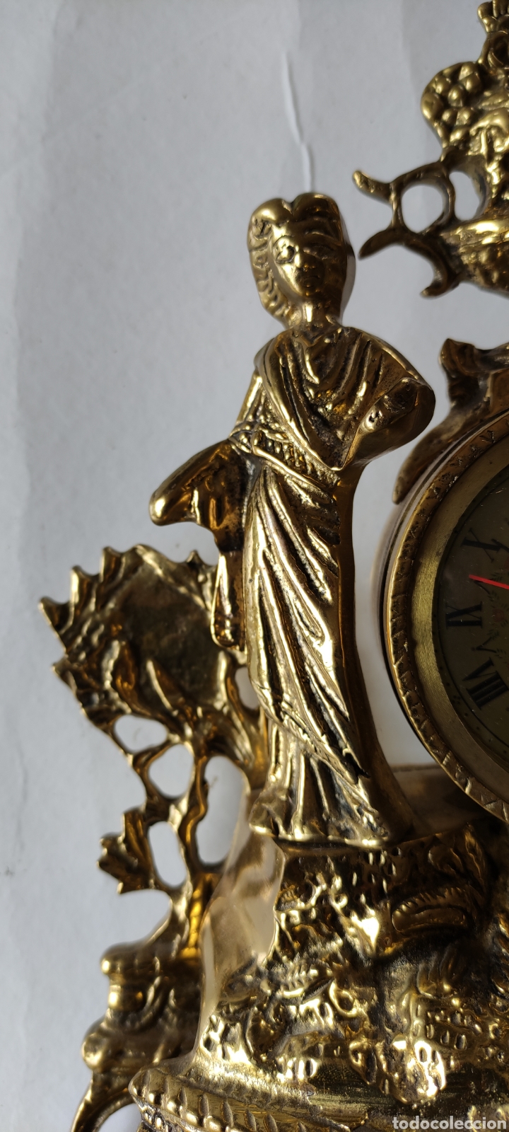 Vintage: Lote de reloj y 2 candelabros de bronce - Foto 8