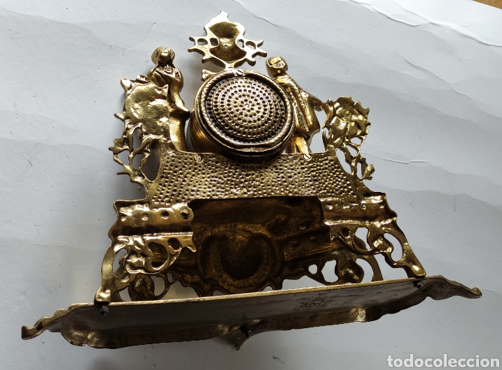 Vintage: Lote de reloj y 2 candelabros de bronce - Foto 10