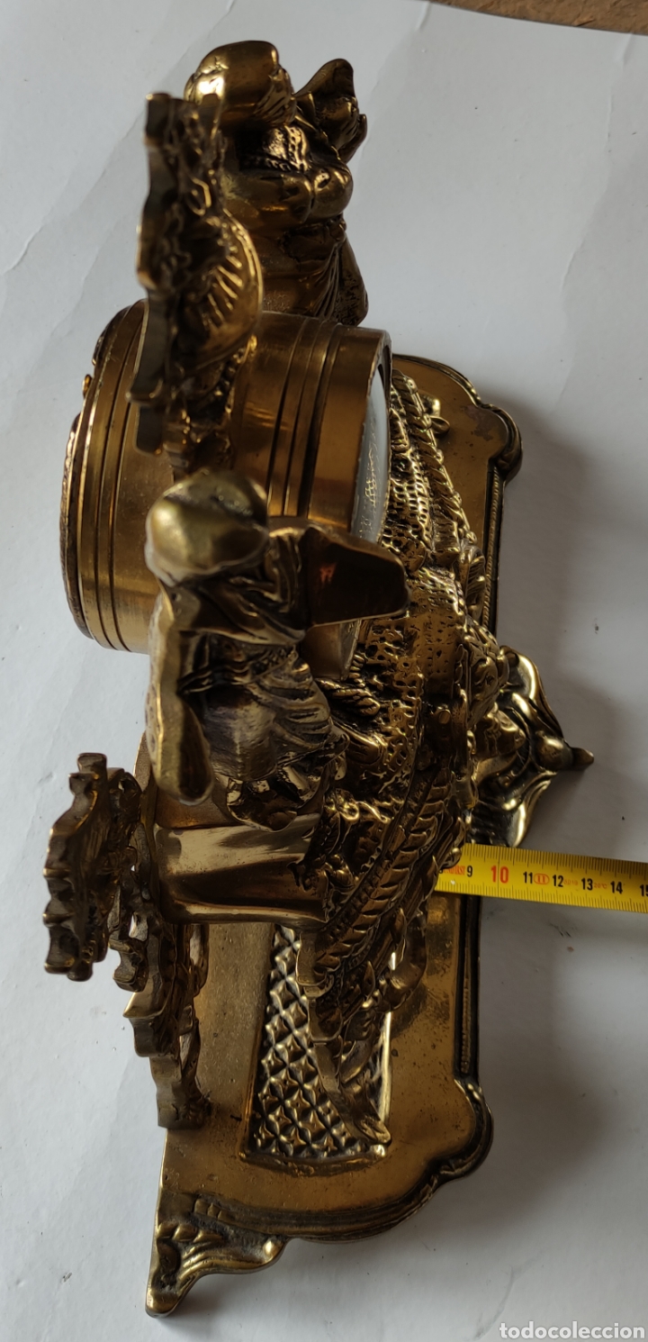 Vintage: Lote de reloj y 2 candelabros de bronce - Foto 13
