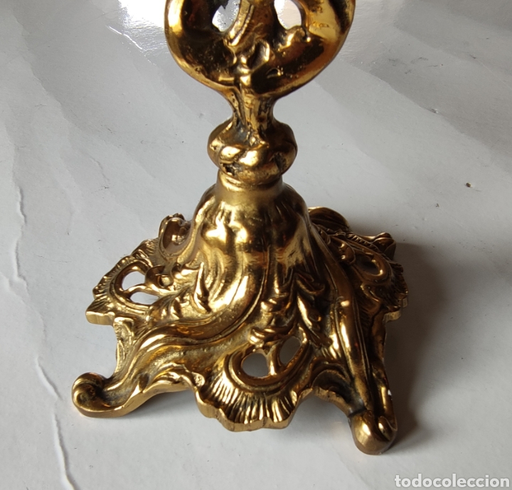 Vintage: Lote de reloj y 2 candelabros de bronce - Foto 16