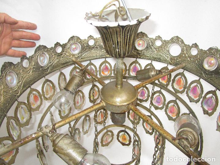 Vintage: PRECIOSA LAMPARA VINTAGE MID-CENTURY PALWA GERMANY MITICOS CRISTALES MULTICOLORES - Foto 5 - 262138270