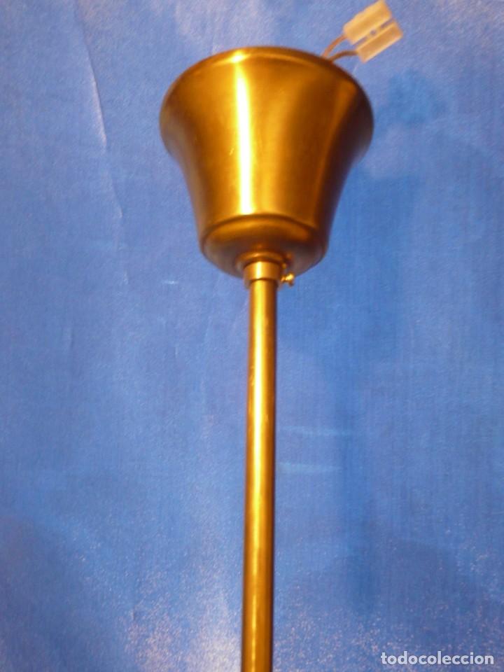Vintage: GRAN LAMPARA ART DECO CON TULIPA OPALINA AMBAR Y PENDULO DE LATON - Foto 4