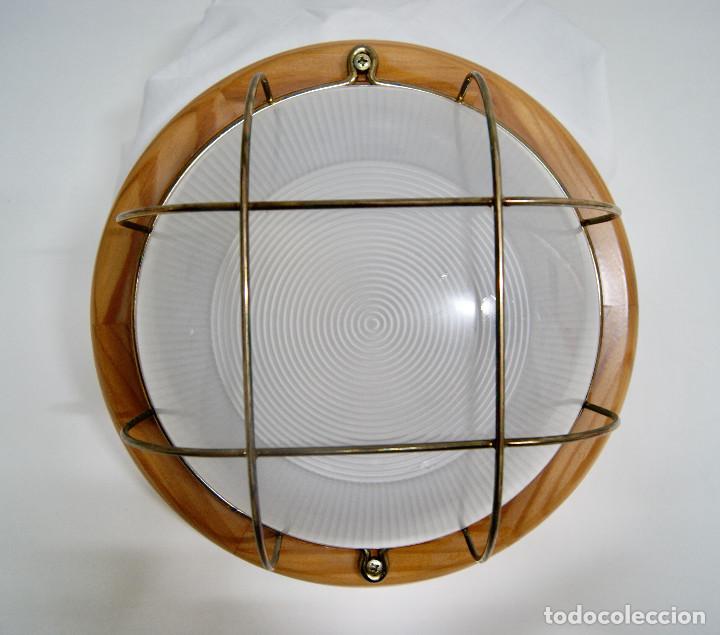 Vintage: Aplique/plaf&oacute;n madera cristal y metal - Foto 1