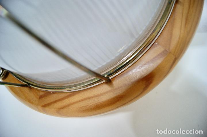 Vintage: Aplique/plaf&oacute;n madera cristal y metal - Foto 5