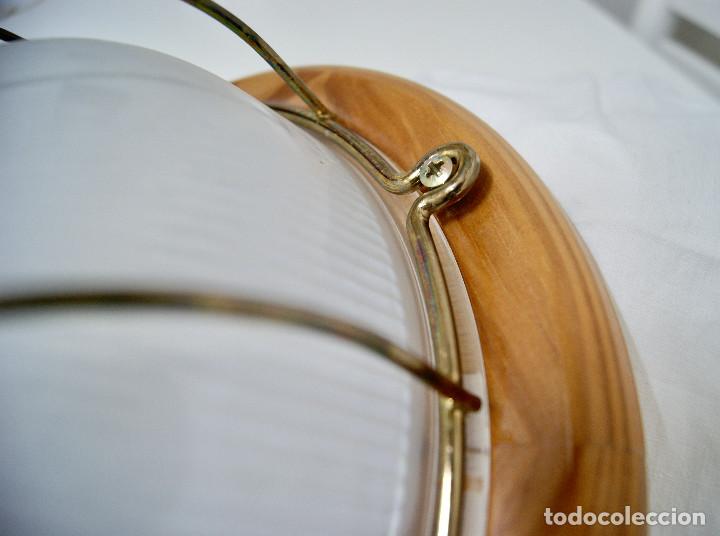 Vintage: Aplique/plaf&oacute;n madera cristal y metal - Foto 6
