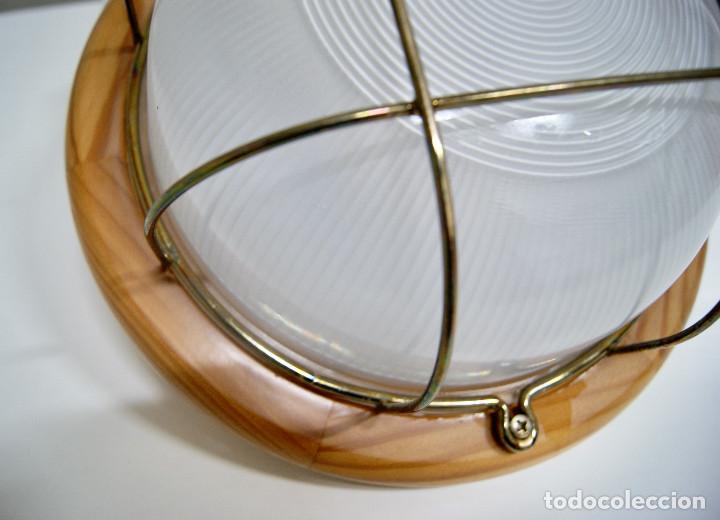 Vintage: Aplique/plaf&oacute;n madera cristal y metal - Foto 7