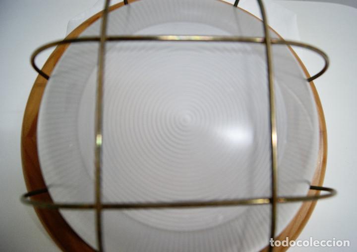 Vintage: Aplique/plaf&oacute;n madera cristal y metal - Foto 8