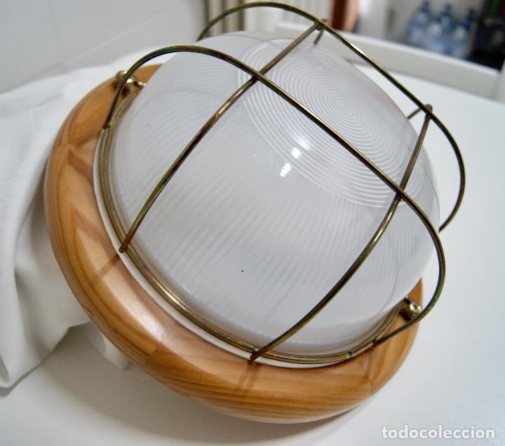Vintage: Aplique/plaf&oacute;n madera cristal y metal - Foto 9