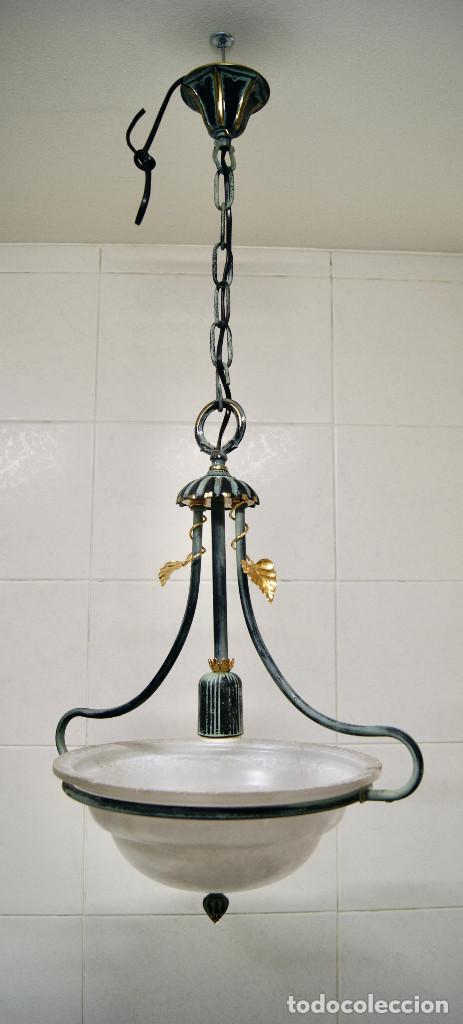Vintage: lampara de techo verde, dorado y cristal - Foto 10