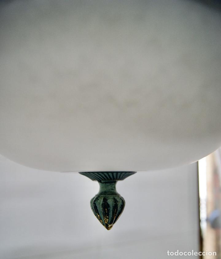Vintage: lampara de techo verde, dorado y cristal - Foto 3