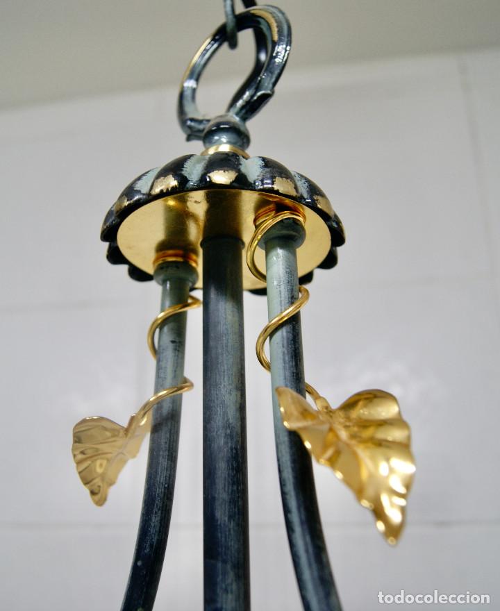 Vintage: lampara de techo verde, dorado y cristal - Foto 7