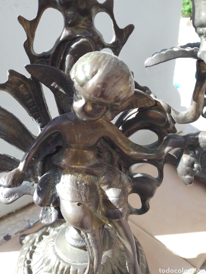 Vintage: Pareja de candelabros bronce - Foto 5