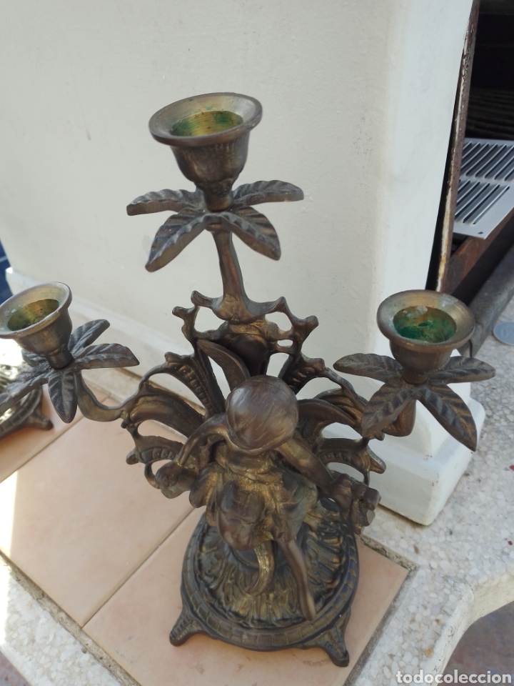 Vintage: Pareja de candelabros bronce - Foto 6