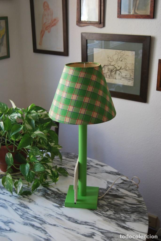 Vintage: BONITA L&Aacute;MPARA DE MADERA - CEBRA - TREEHOUSE - Foto 5
