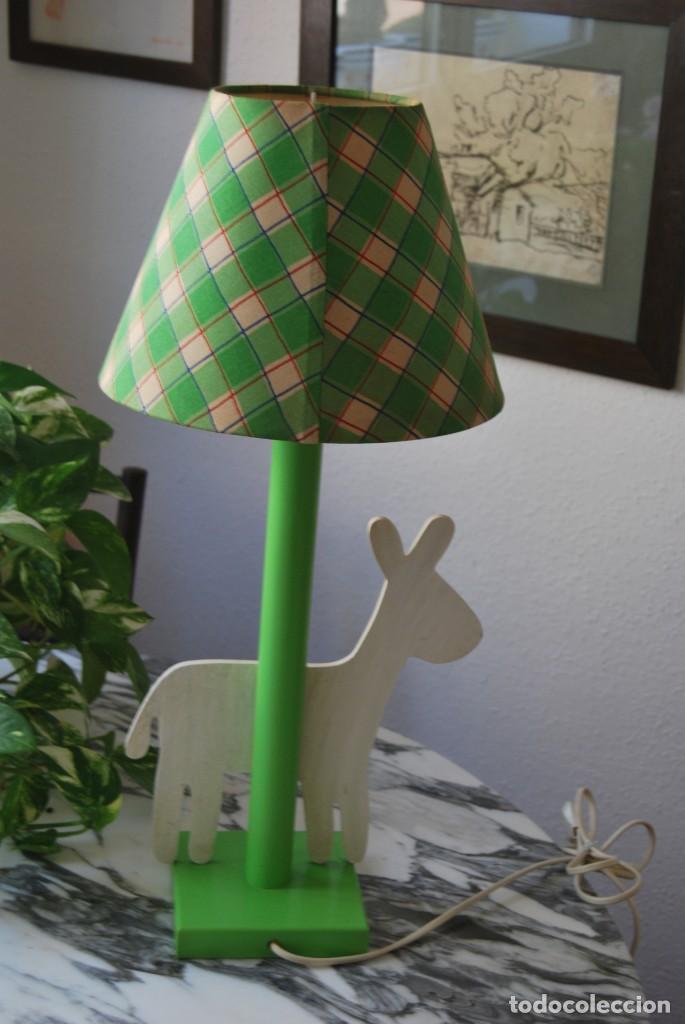 Vintage: BONITA L&Aacute;MPARA DE MADERA - CEBRA - TREEHOUSE - Foto 6
