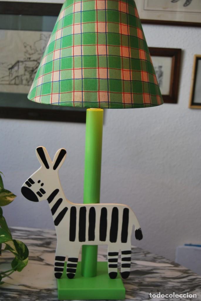 Vintage: BONITA L&Aacute;MPARA DE MADERA - CEBRA - TREEHOUSE - Foto 12
