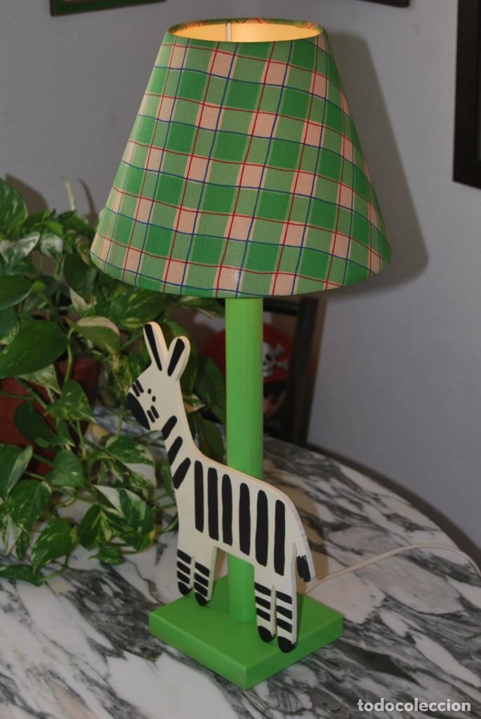 Vintage: BONITA L&Aacute;MPARA DE MADERA - CEBRA - TREEHOUSE - Foto 15