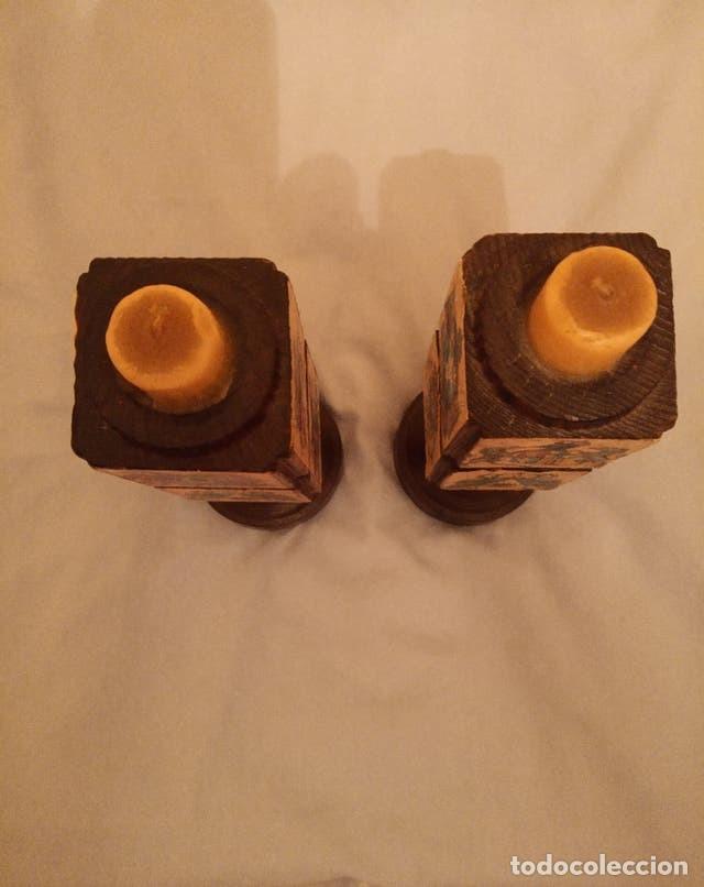 Vintage: Pareja portavelas de madera - Foto 2