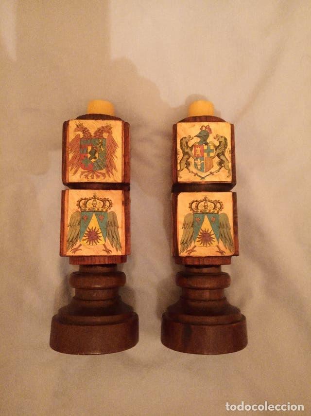 Vintage: Pareja portavelas de madera - Foto 3