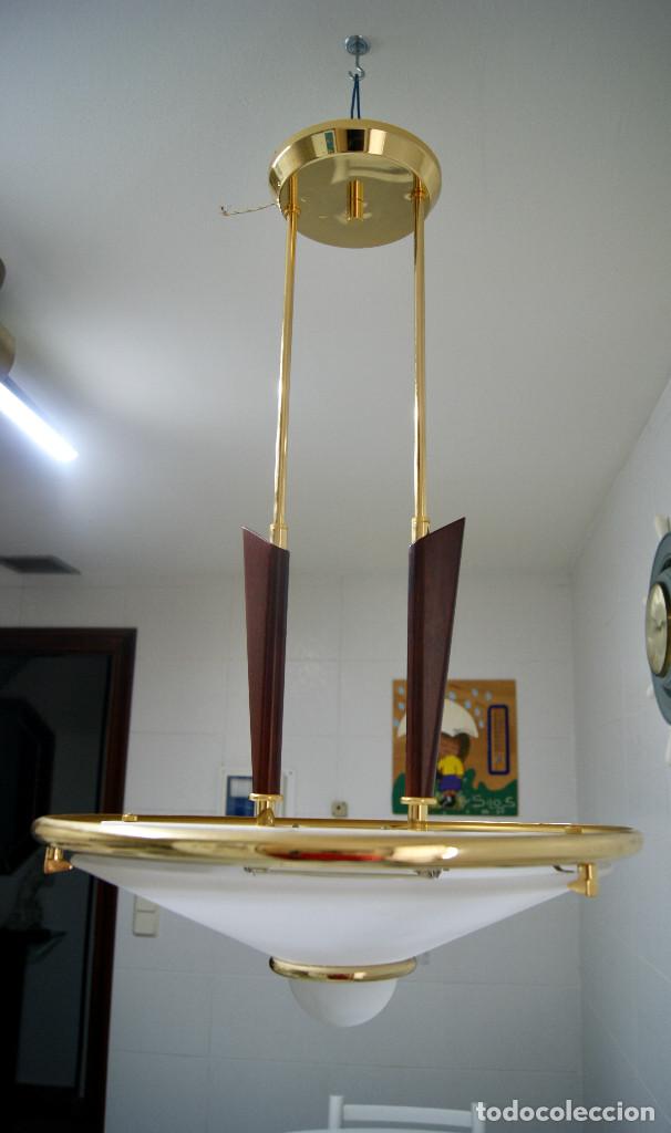 Vintage: lampara de techo cristal, dorado y madera - Foto 11