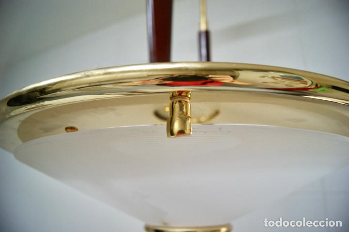 Vintage: lampara de techo cristal, dorado y madera - Foto 1