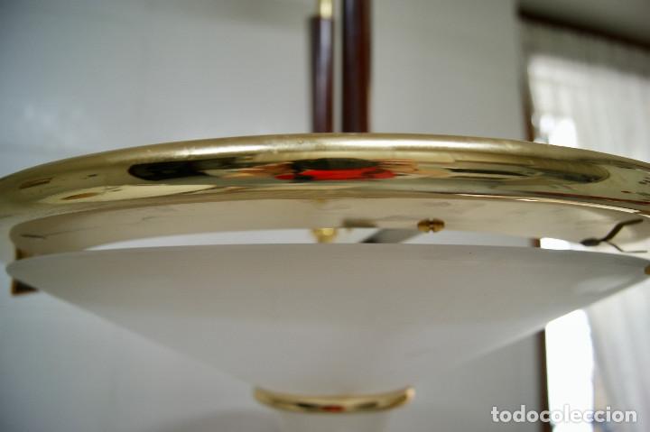 Vintage: lampara de techo cristal, dorado y madera - Foto 6