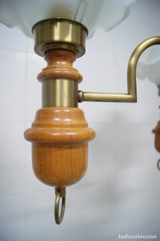 Vintage: lampara de techo tres brazos en madera y color bronce - Foto 8