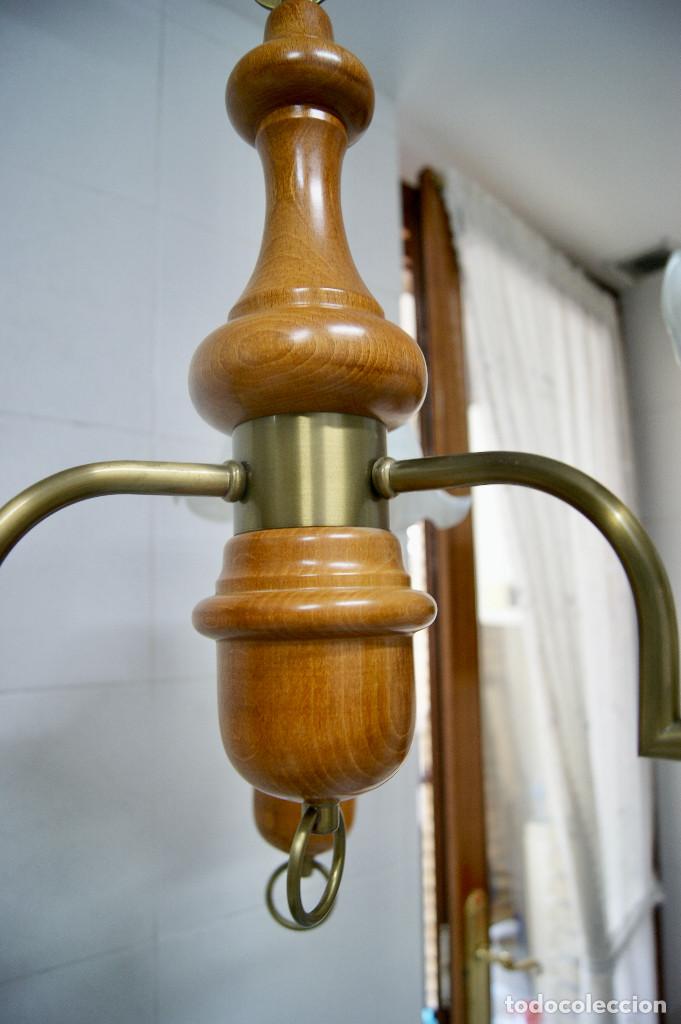 Vintage: lampara de techo tres brazos en madera y color bronce - Foto 10