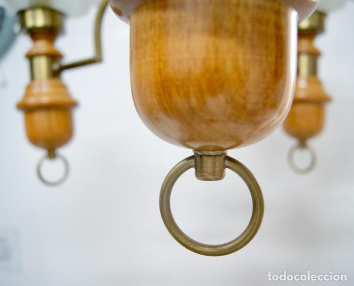 Vintage: lampara de techo tres brazos en madera y color bronce - Foto 12