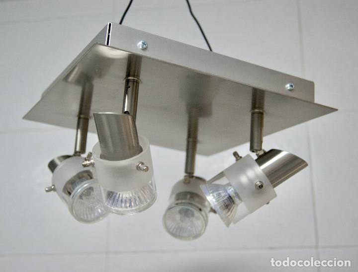 Vintage: plaf&oacute;n cuadrado con cuatro focos - Foto 1