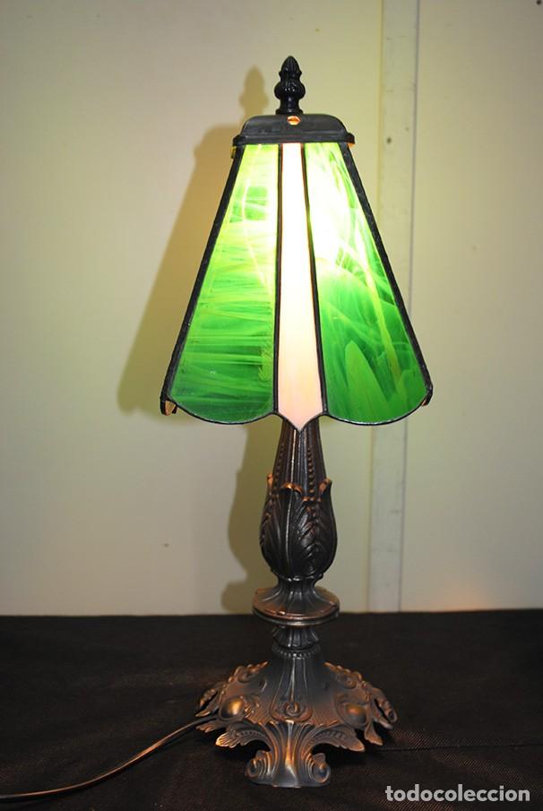 Vintage: L&Aacute;MPARA VERDE DE MESA - Foto 5