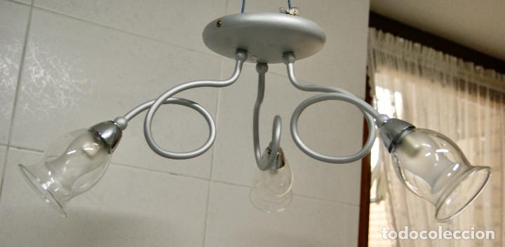 Vintage: lampara de techo gris y cristal - Foto 1