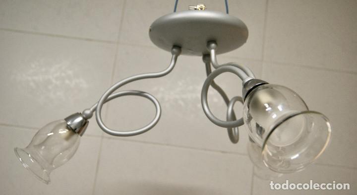 Vintage: lampara de techo gris y cristal - Foto 2