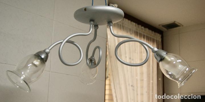 Vintage: lampara de techo gris y cristal - Foto 3