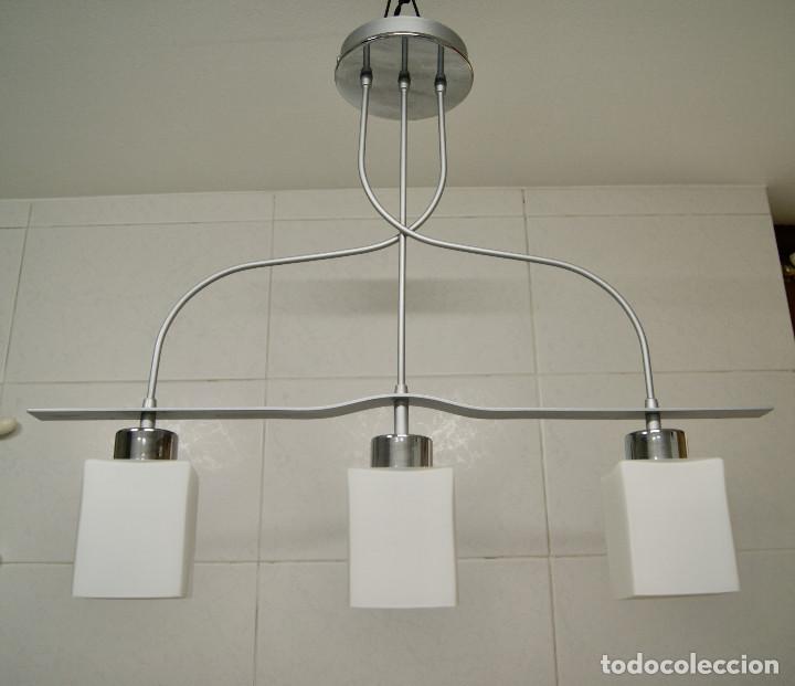 Vintage: lampara de techo gris y cristal - Foto 1