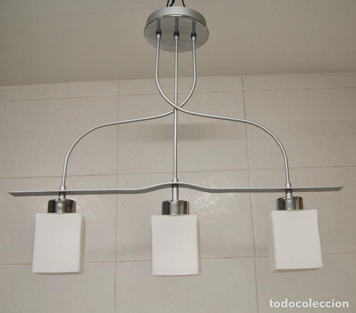 Vintage: lampara de techo gris y cristal - Foto 2