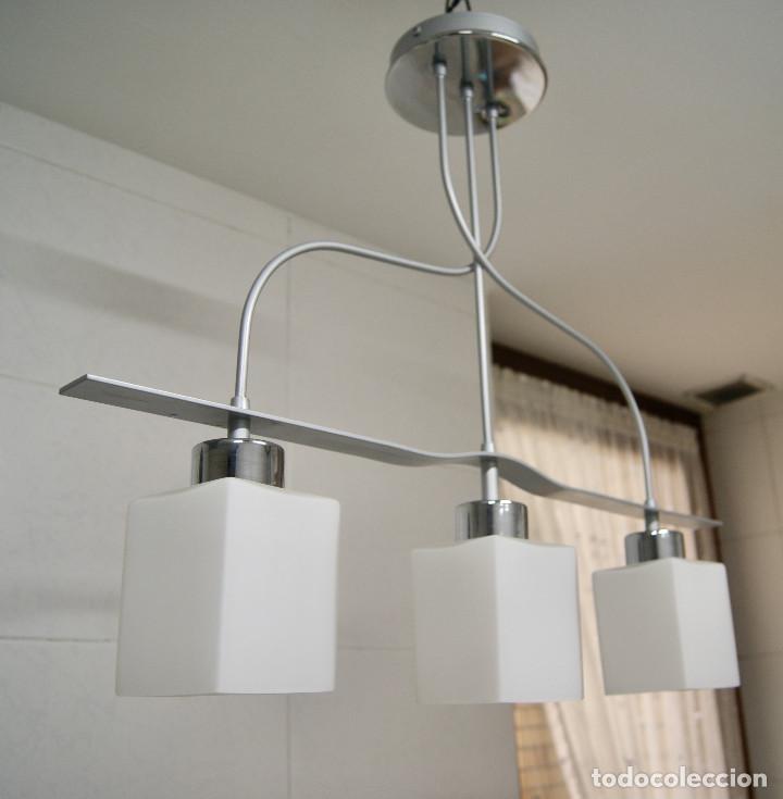 Vintage: lampara de techo gris y cristal - Foto 3