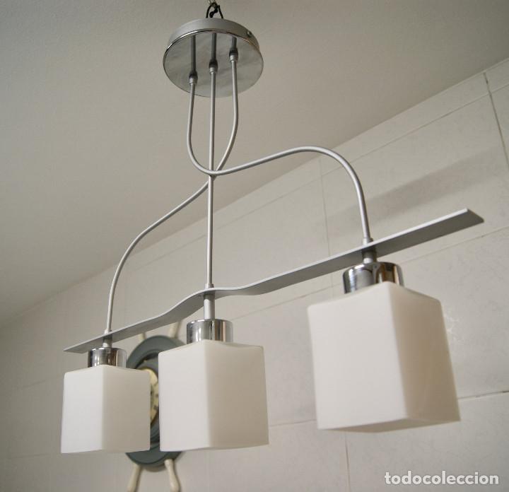 Vintage: lampara de techo gris y cristal - Foto 4