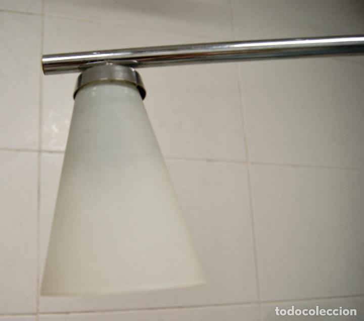 Vintage: lampara de techo cromo, oro y cristal - Foto 4