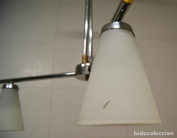 Vintage: lampara de techo cromo, oro y cristal - Foto 5