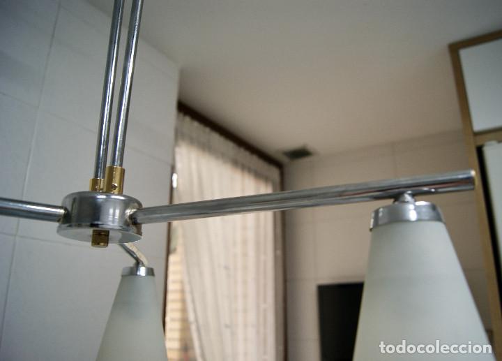 Vintage: lampara de techo cromo, oro y cristal - Foto 6