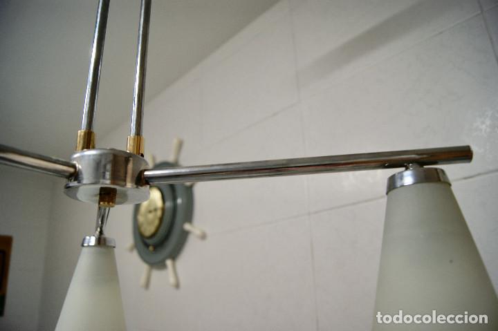Vintage: lampara de techo cromo, oro y cristal - Foto 8