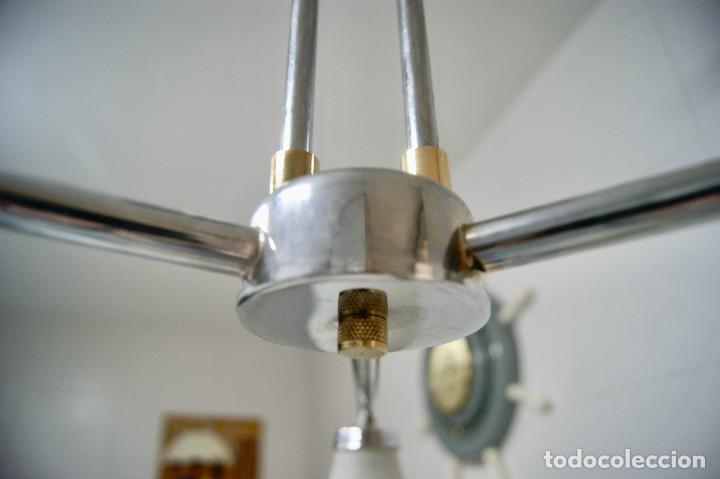 Vintage: lampara de techo cromo, oro y cristal - Foto 9