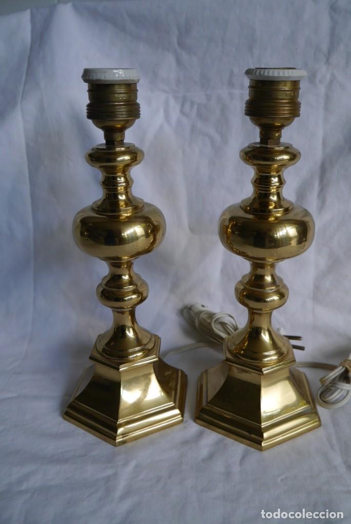 Vintage: Pareja de antiguas l&aacute;mparas de bronce, funcionando - Foto 3