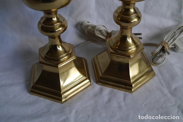 Vintage: Pareja de antiguas l&aacute;mparas de bronce, funcionando - Foto 6
