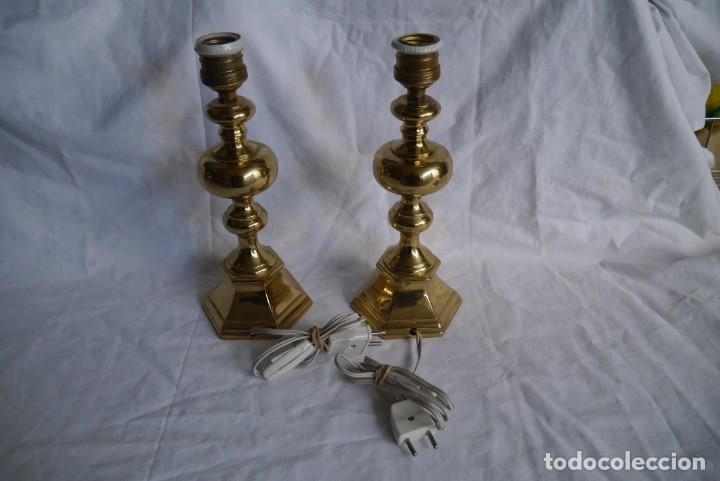 Vintage: Pareja de antiguas l&aacute;mparas de bronce, funcionando - Foto 7